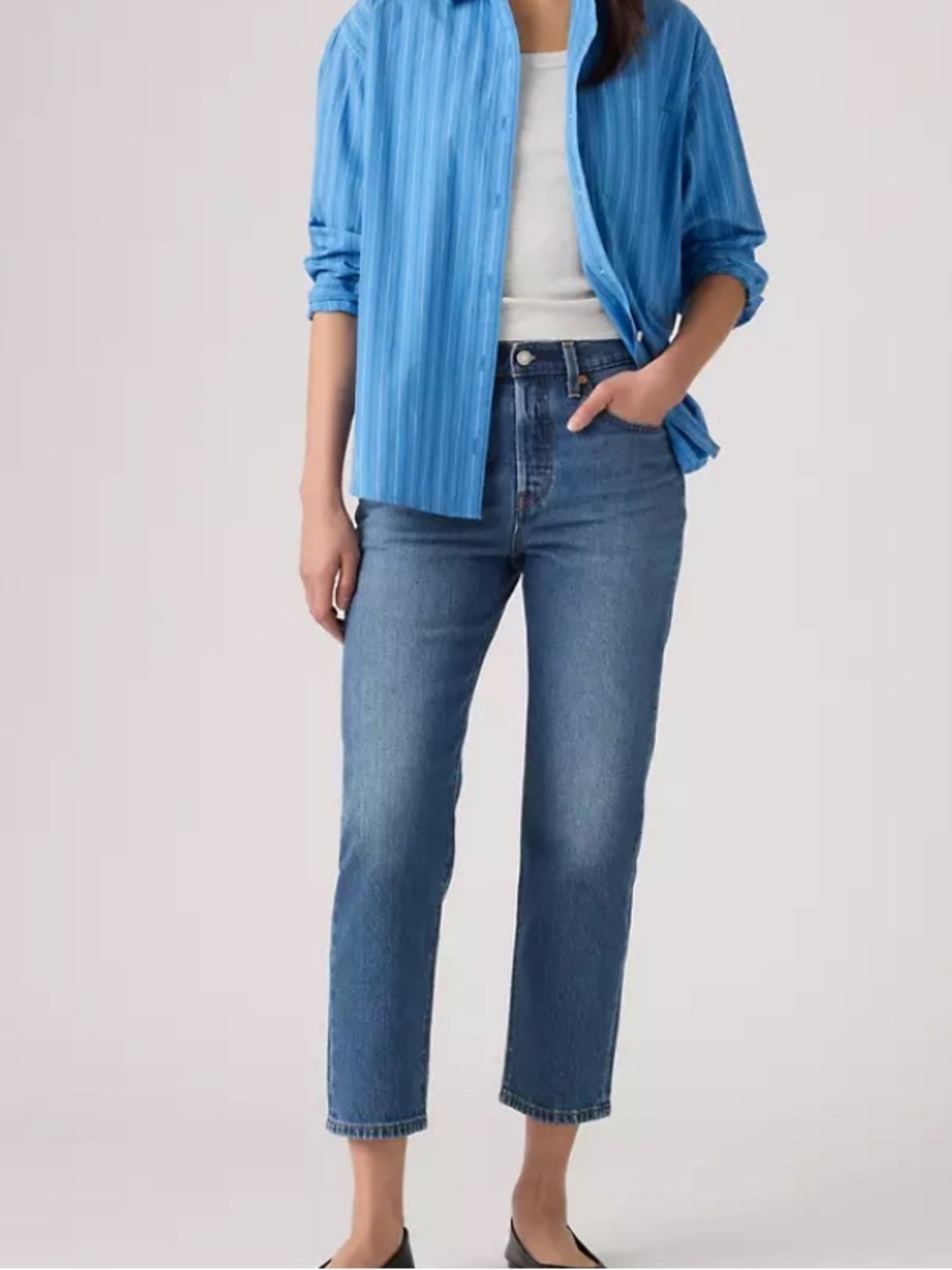 NWT Levi's 501 Original Women's High Rise Cropped Jeans Medium Dark Blue 18W